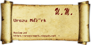 Urszu Márk névjegykártya